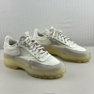 Reebok Cardi B Club C Chalk White Patent Leather Chunky Sneakers Size 10 EUR 41